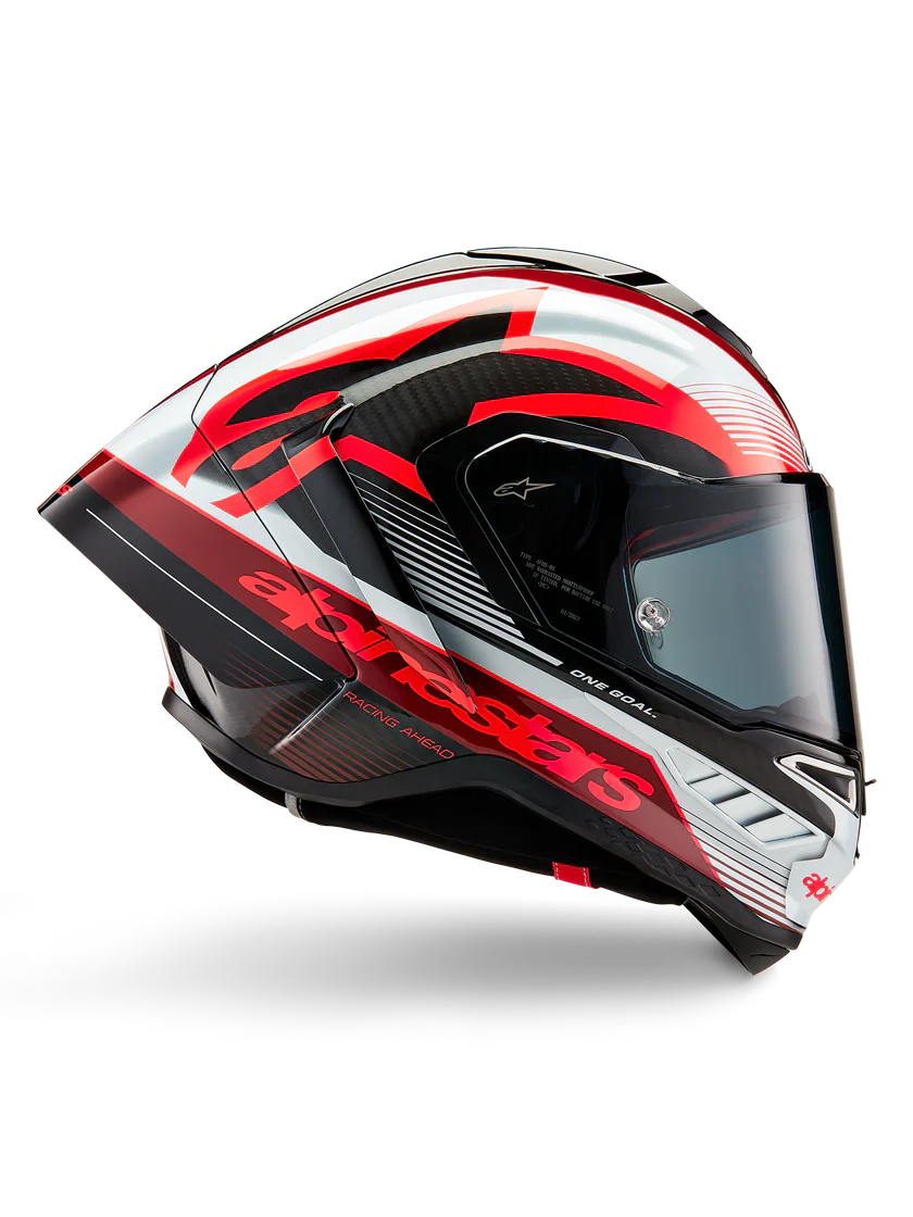 Alpinestars Supertech R10 Team Helm Carbon Rot Weiß Glanz 8200224-1352 - Image 6