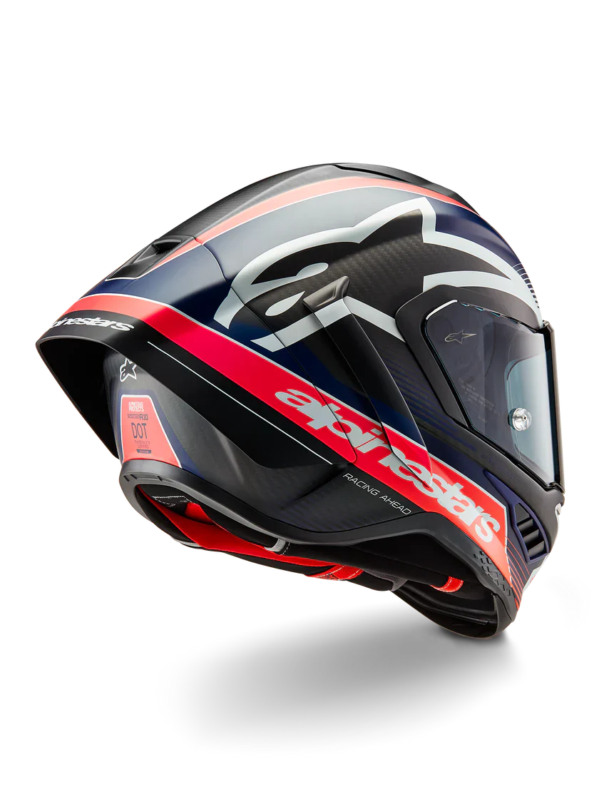 Alpinestars Supertech R10 Team Helm Carbon Carb Rot Fluo Dunkelblau Matt 8200224-1383 - Image 4