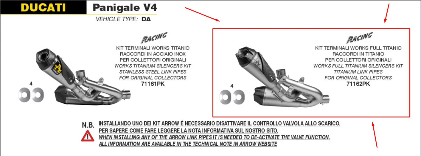 Arrow Halbkomplette Anlage Titanium Ducati Panigale V4/S/R (18-24) 71162PK - Image 5