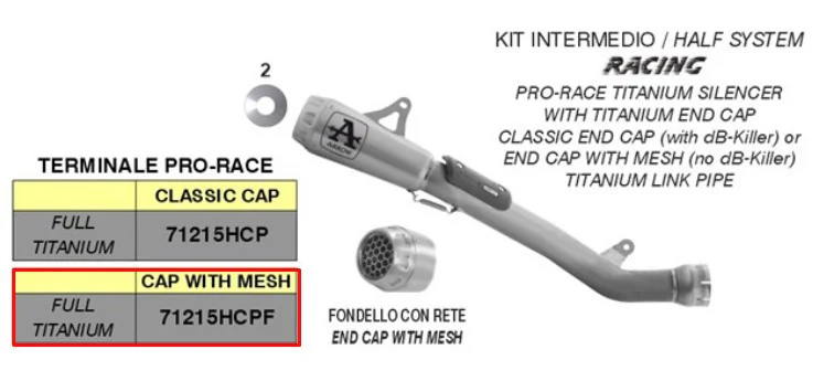 Arrow Slip-On Kit Pro-Race Mesh Titanium Kawasaki ZX-10R/RR (21-26) 71215HCPF - Image 2