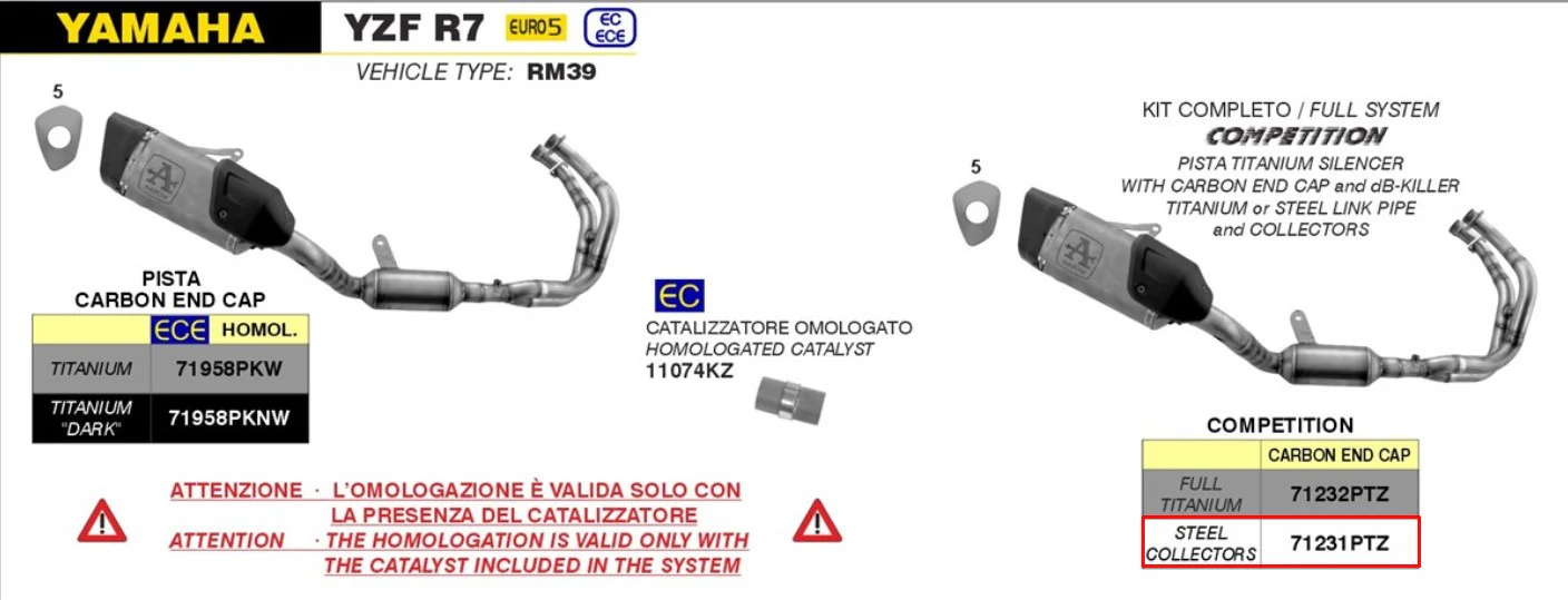Arrow Komplettanlage Competition Edelstahl Yamaha YZF-R7 (21-26) 71231PTZ - Image 4