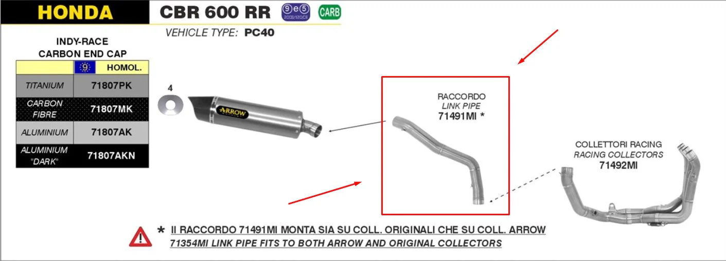 Arrow Racing Zwischenrohr Edelstahl Honda CBR 600 RR (13-16) 71491MI - Image 2