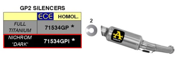 Arrow Slip-On Kit GP2 Edelstahl Dark KTM RC 390 (17-20) 71534GPI - Image 3