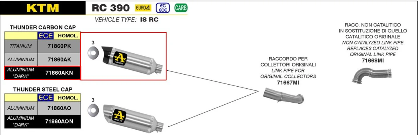 Arrow Slip-On Thunder Aluminium Dark KTM RC 390 (17-20) 71860AKN - Image 3