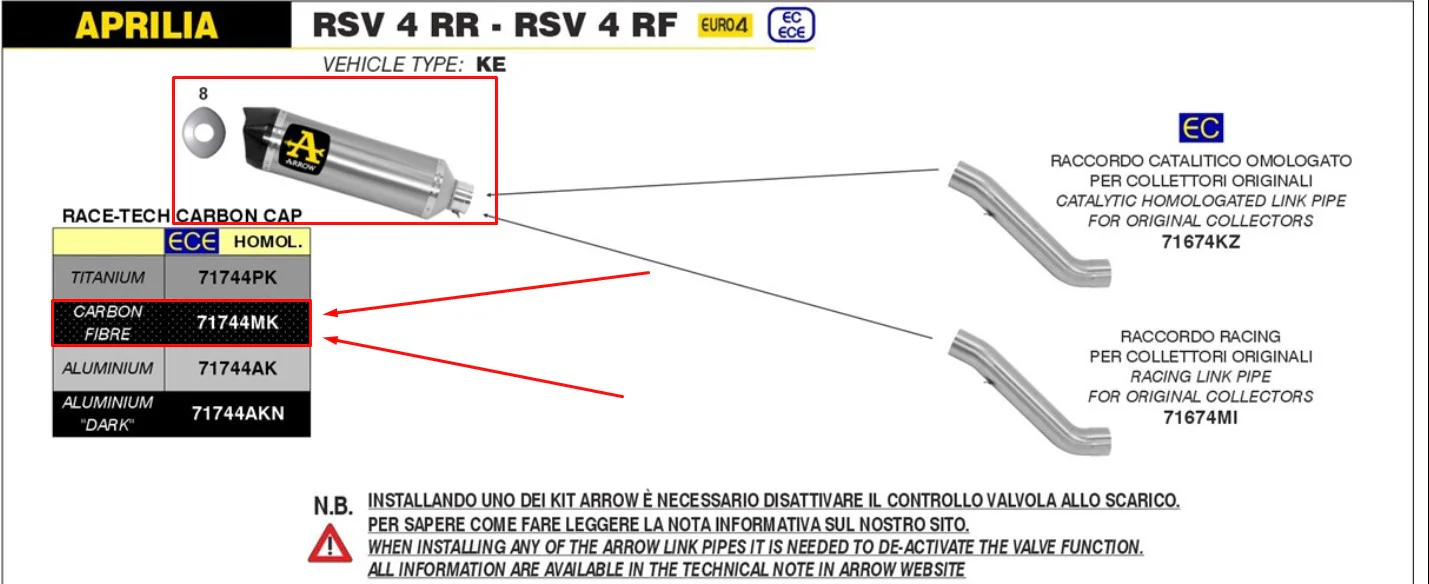 Arrow Slip-On Race-Tech Carbon Aprilia RSV4/RR/RF (17-18) 71744MK - Image 3
