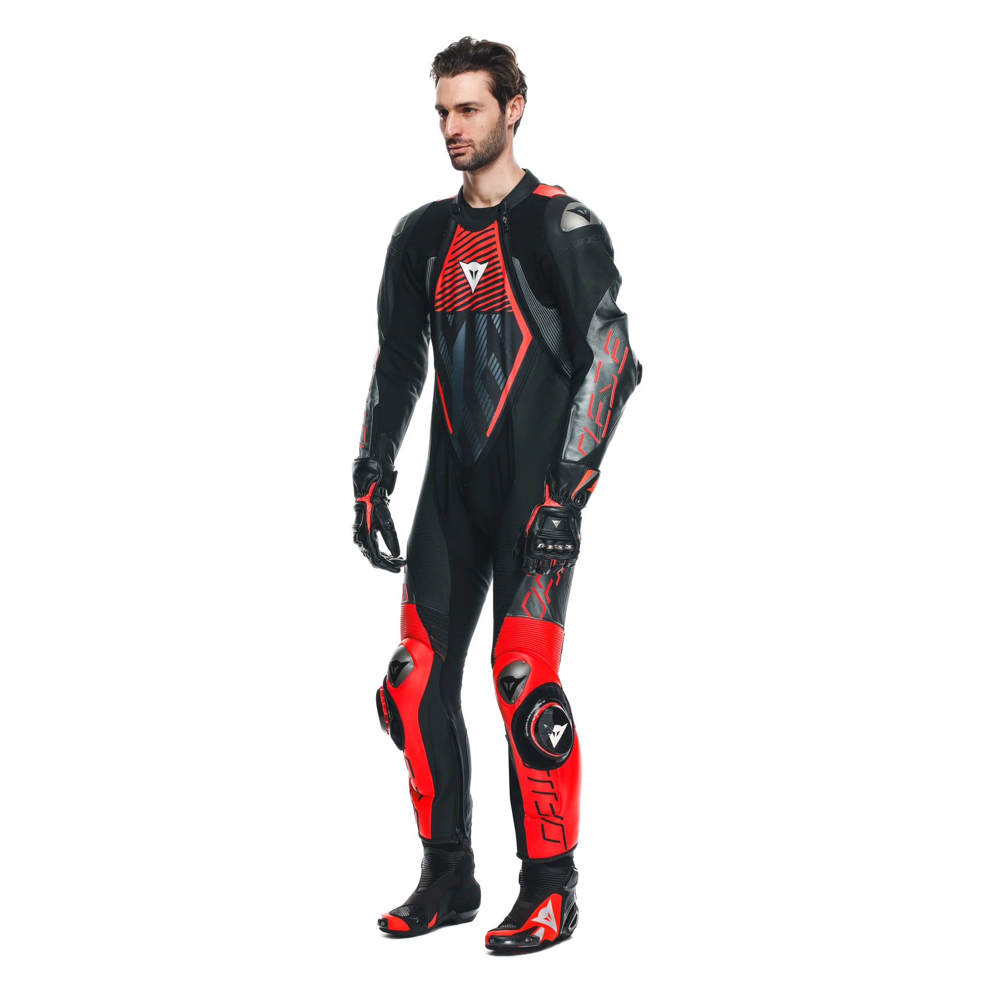 Dainese Audax D-ZIP Einteiler Lederkombi – Perforierter Rennanzug | Herren | Schwarz/Rot - Image 2
