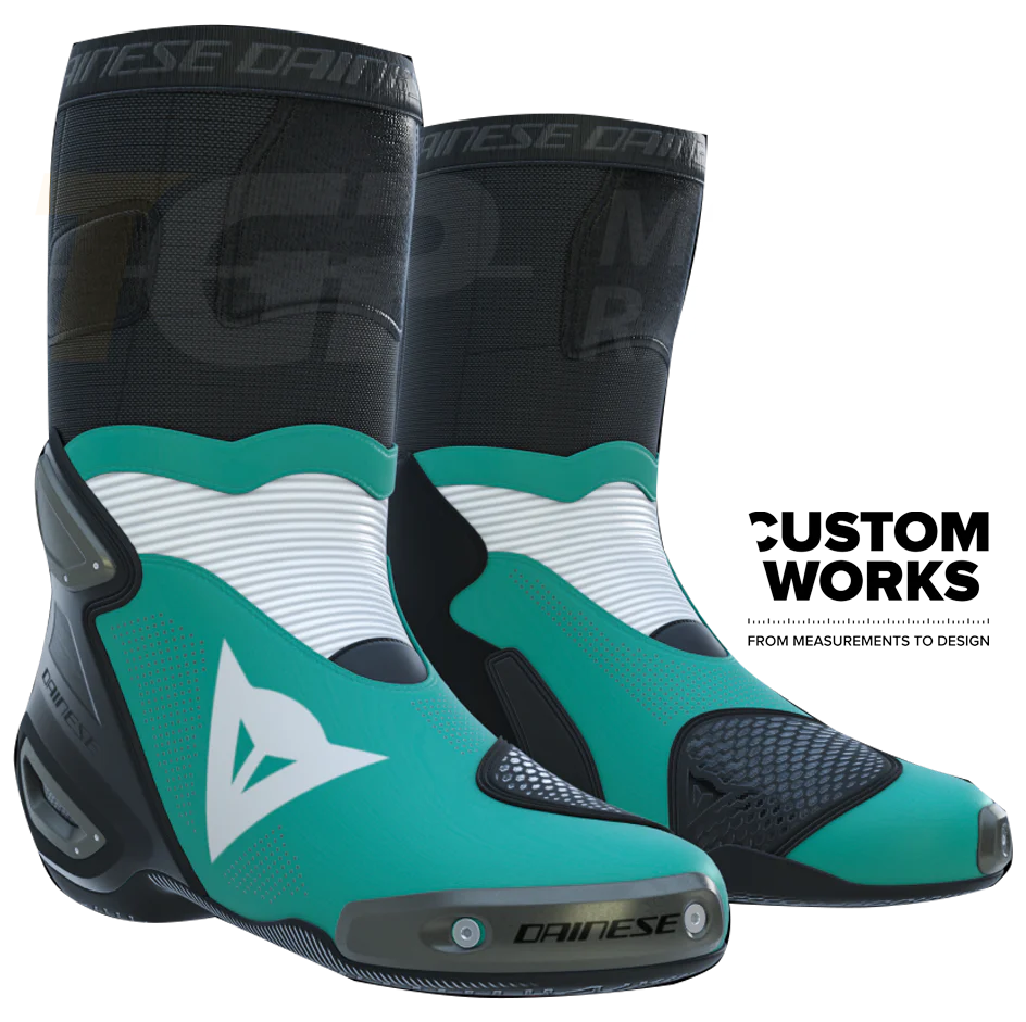 Dainese Axial 2 Air Racing und Straßen Motorradstiefel | Herren | Sardinia Sea Blau / Weiß | Custom Works