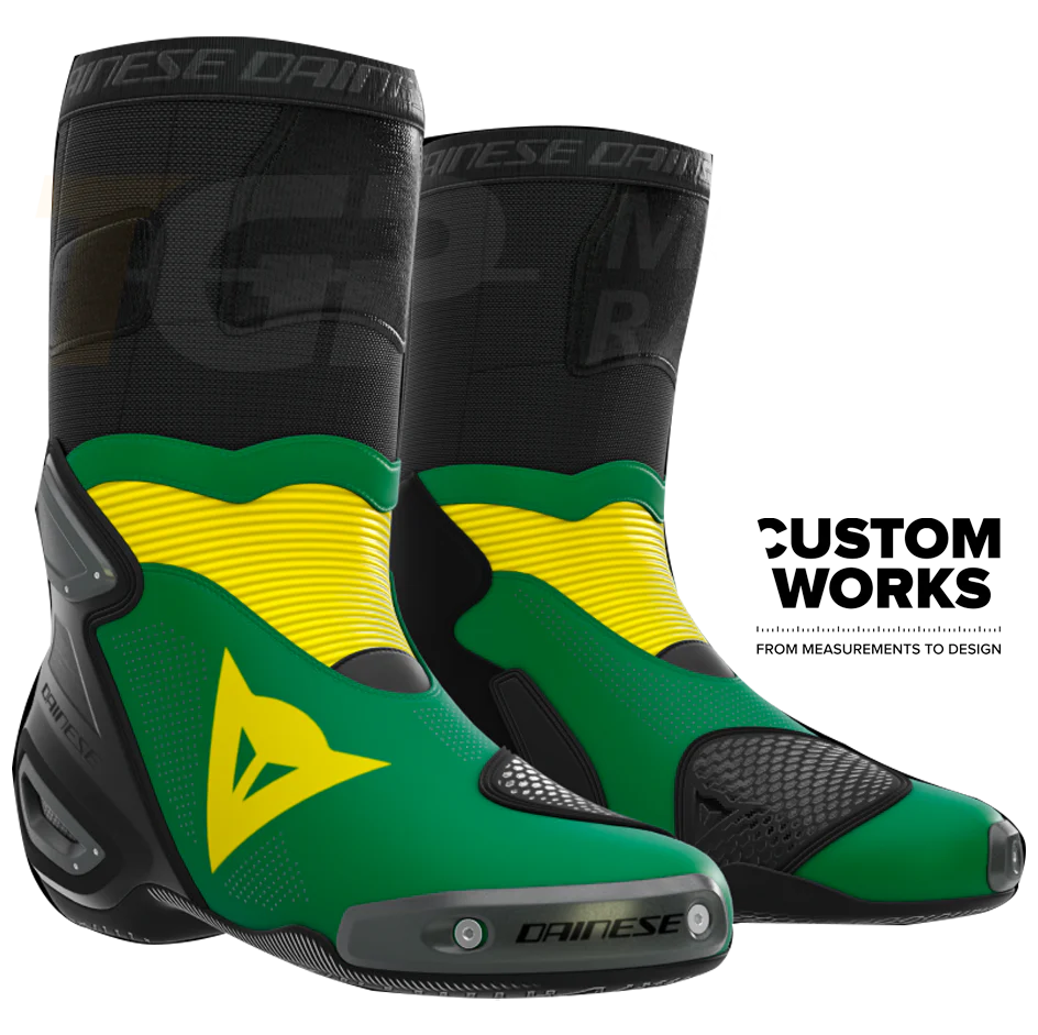Dainese Axial 2 Air Racing und Straßen Motorradstiefel | Herren | Waldgrün / Gelb | Custom Works