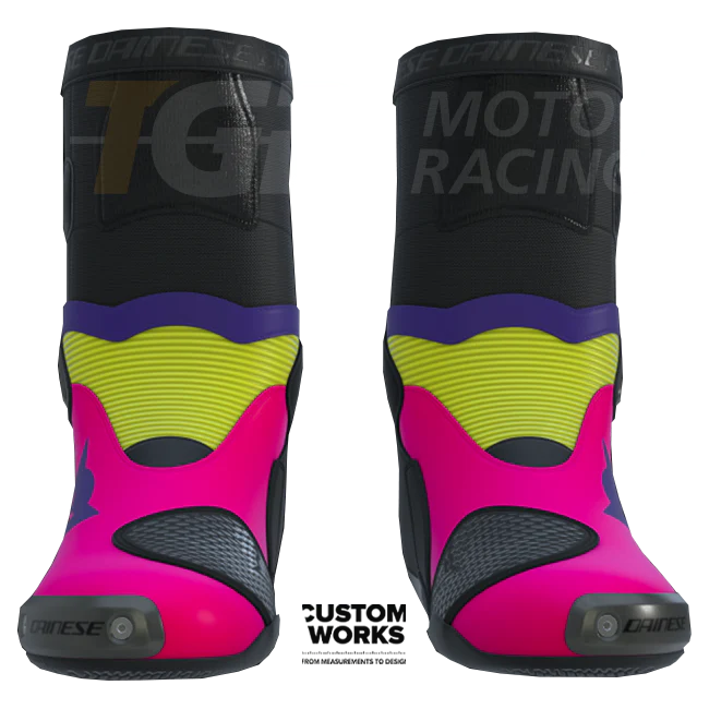 Dainese Axial 2 Racing und Straßen Motorradstiefel | Herren | Fuxia / Viola / Fluogelb | Custom Works - Image 2