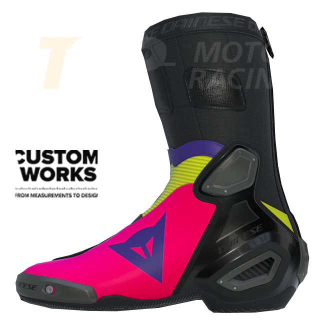 Dainese Axial 2 Racing und Straßen Motorradstiefel | Herren | Fuxia / Viola / Fluogelb | Custom Works - Image 3