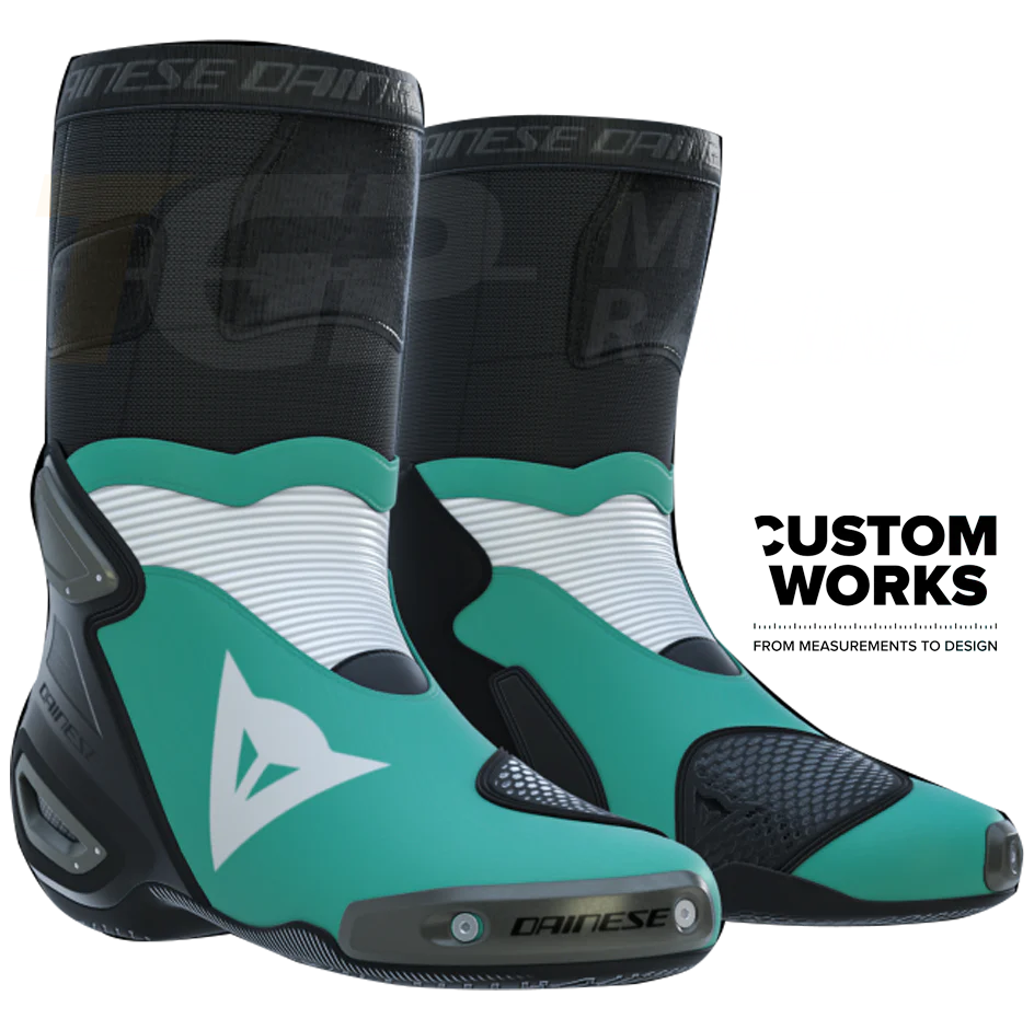 Dainese Axial 2 Racing und Straßen Motorradstiefel | Herren | Sardinia Sea Blau / Weiß | Custom Works