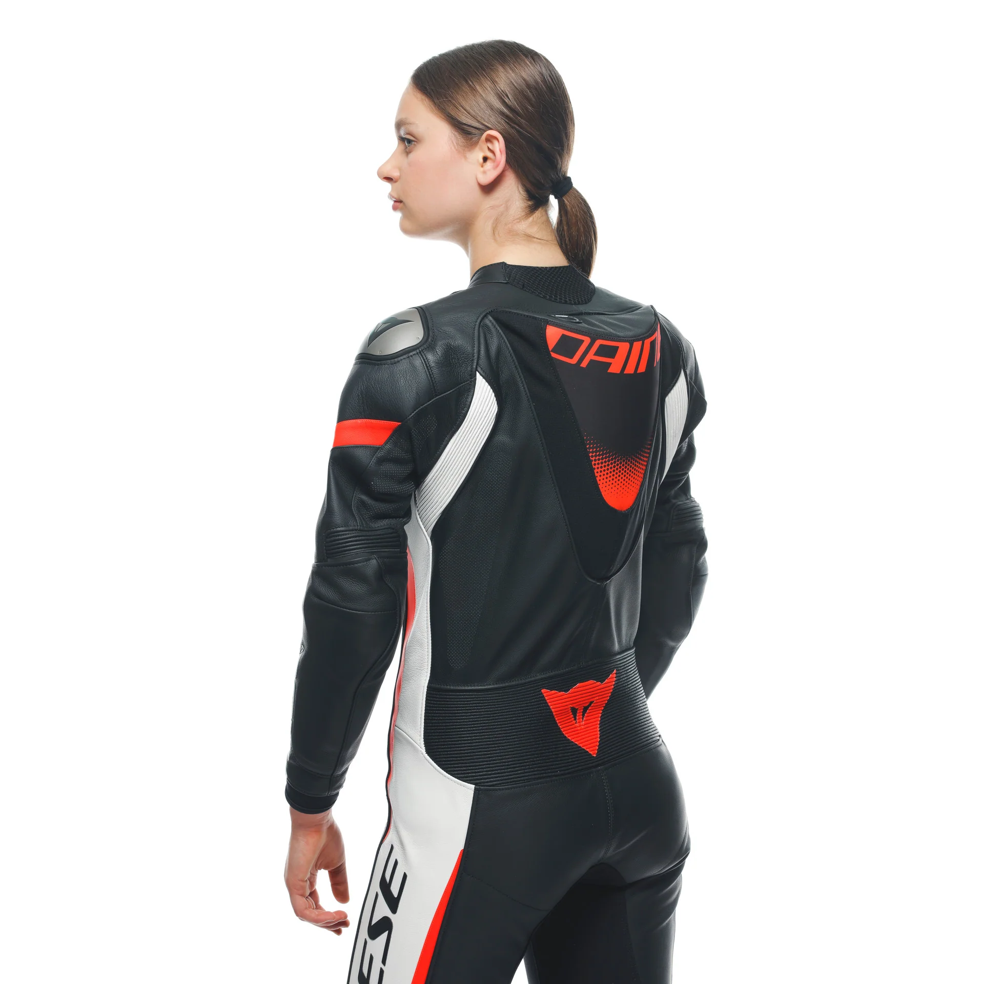 Dainese Grobnik Lady Einteiler Lederkombi – Perforierter Rennanzug | Frauen | Weiß/Rot - Image 8