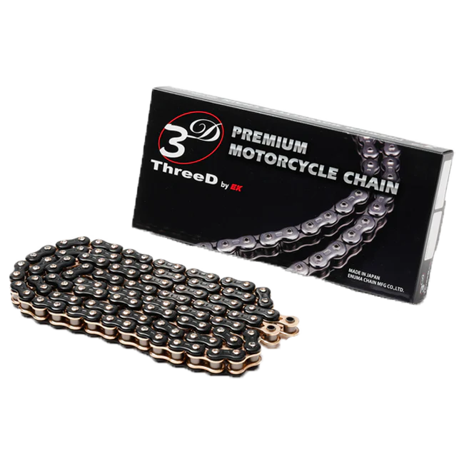 EK Kette 520 Z/3D Schwarz/Gold QX2-Ring offen mit Nietschloss – 116 - 120 Glieder