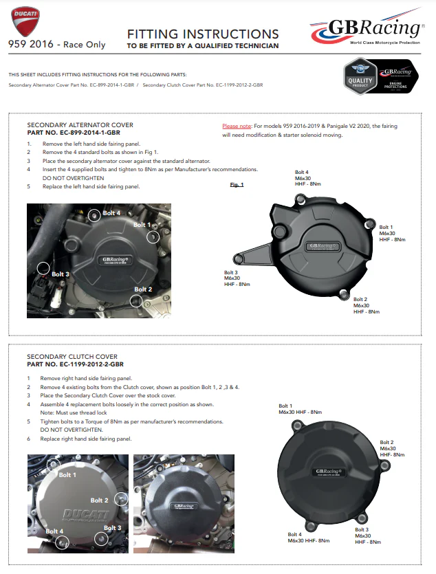 Kupplung Protektor Schutzabdeckung GBRacing Ducati Panigale 959 (16-19) - Image 3
