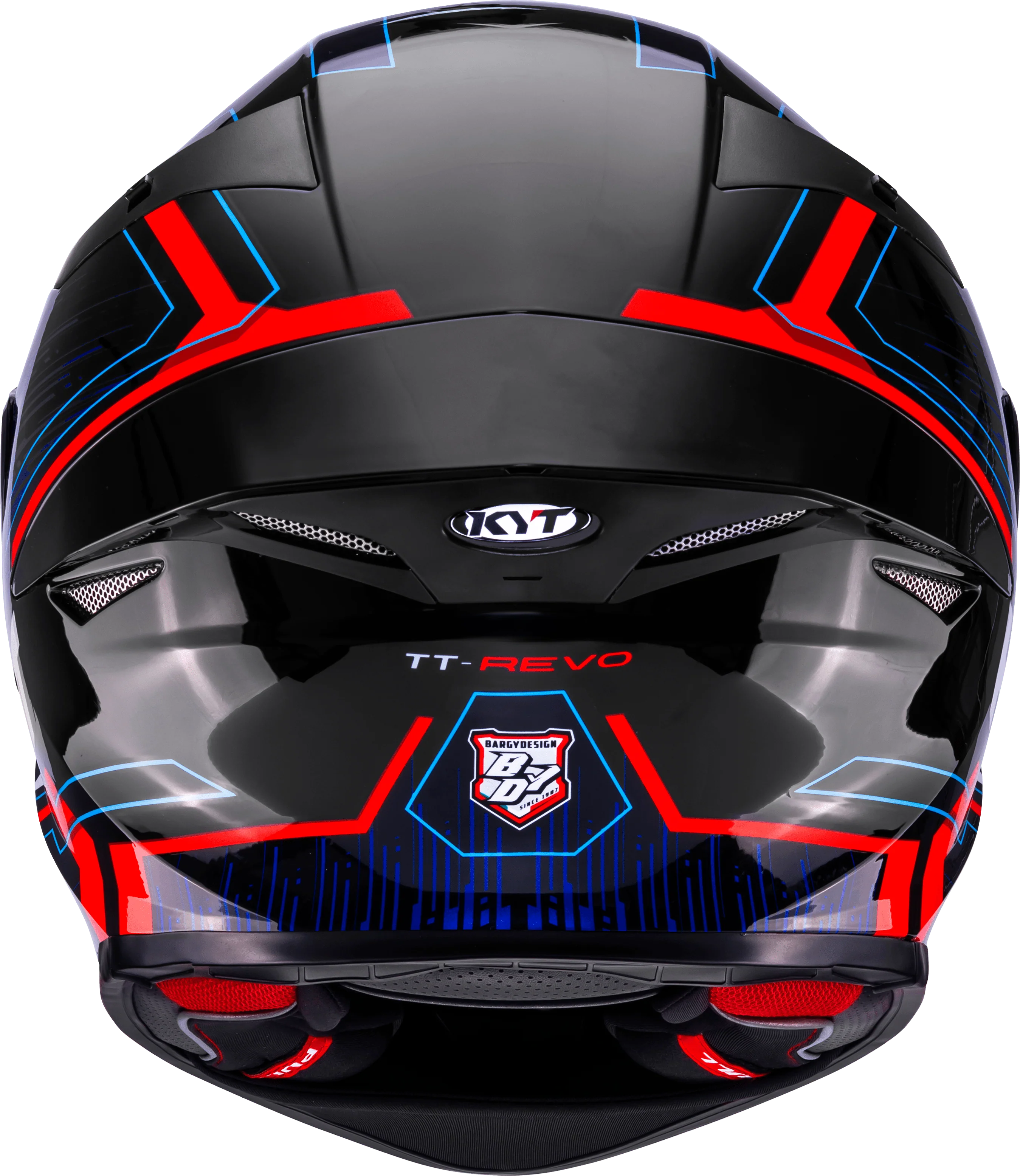 KYT TT-Revo Helm Speeding Schwarz / Rot / Blau Y6TR0053 - Image 6
