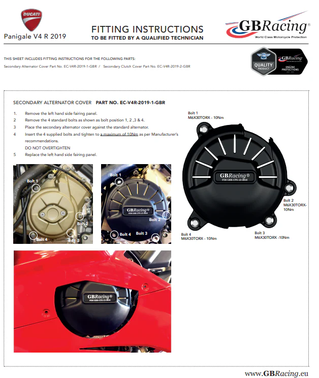 Lichtmaschinen Protektor Schutzabdeckung GBRacing Ducati Panigale V4 R (19-24) - Image 6