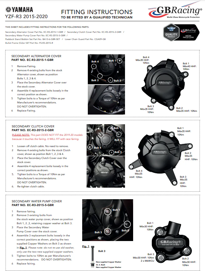 Lichtmaschinen Protektor Schutzabdeckung GBRacing Yamaha YZF-R3 (15-26) - Image 3