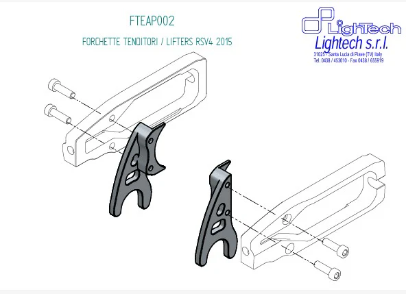 Ständeraufnahmen für LighTech Kettenspanner TEAP003 Aprilia RSV4/RR/RF/1100 Factory (15-20) FTEAP002SIL - Image 2