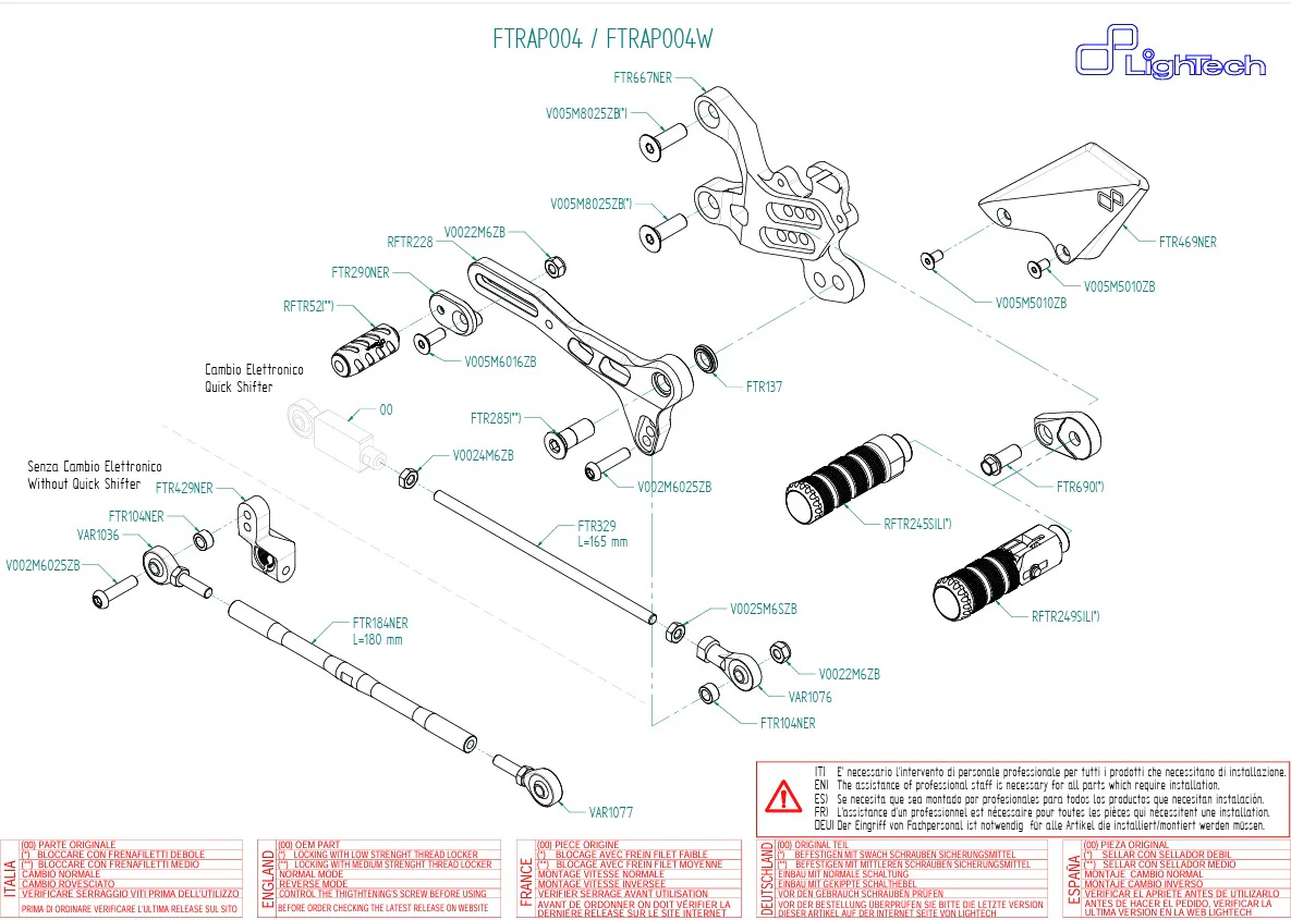 Fußrastenanlage LighTech Aprilia RSV4/Factory/R/RR/RF (09-16) FTRAP004/W - Image 4