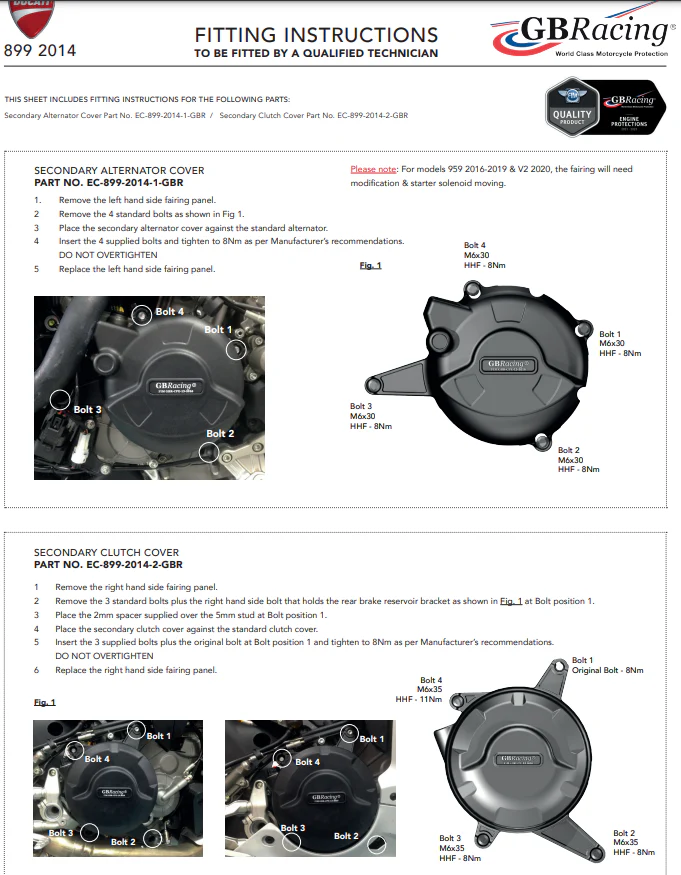 Motordeckel Protektoren Komplettset GBRacing Ducati Panigale 899 (13-16) - Image 4