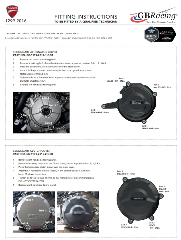 Motordeckel Protektoren Komplettset GBRacing Ducati Panigale 1299/S (15-18) - Image 4