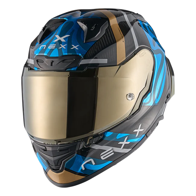 Nexx X.R3R Helm Swirl Carbon Himmelblau Gold 01XR323489780 - Image 2