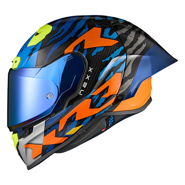 Nexx X.R3R Helm Ziger Carbon Orange Blau 01XR323513169