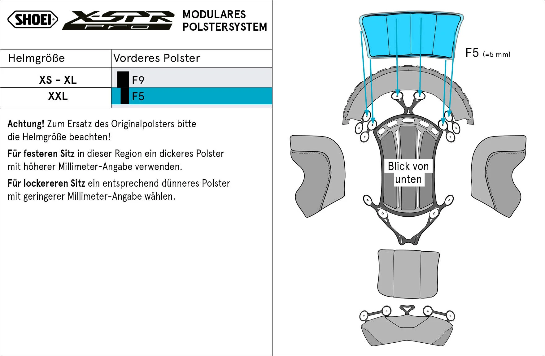 Shoei Kopfpolster Vorne F5 (XPRO) Type-P für X-SPR PRO - Image 2