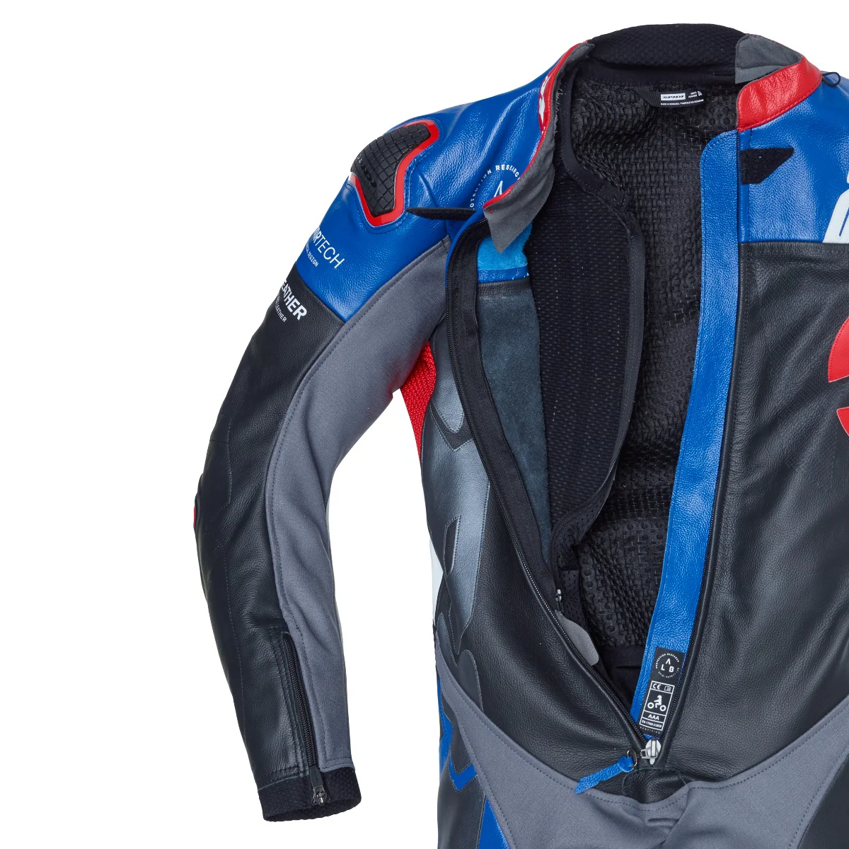 Spidi DP-Progressive Einteiler Lederkombi – Perforierter Rennanzug | Herren | Blau/Grau | Y161238 - Image 4