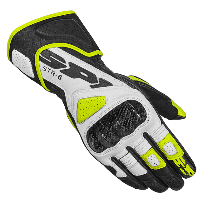 Spidi STR-6 Sport Motorrad Lederhandschuhe | Herren | Schwarz/Leuchtgelb | A221394