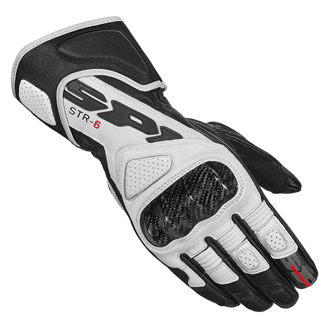 Spidi STR-6 Sport Motorrad Lederhandschuhe | Herren | Schwarz/Weiß | A221011