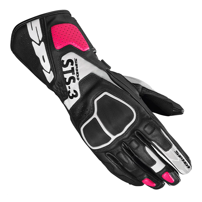 Spidi STS-3 Sport Motorrad Lederhandschuhe | Frauen | Schwarz/Fuchsia | A220545