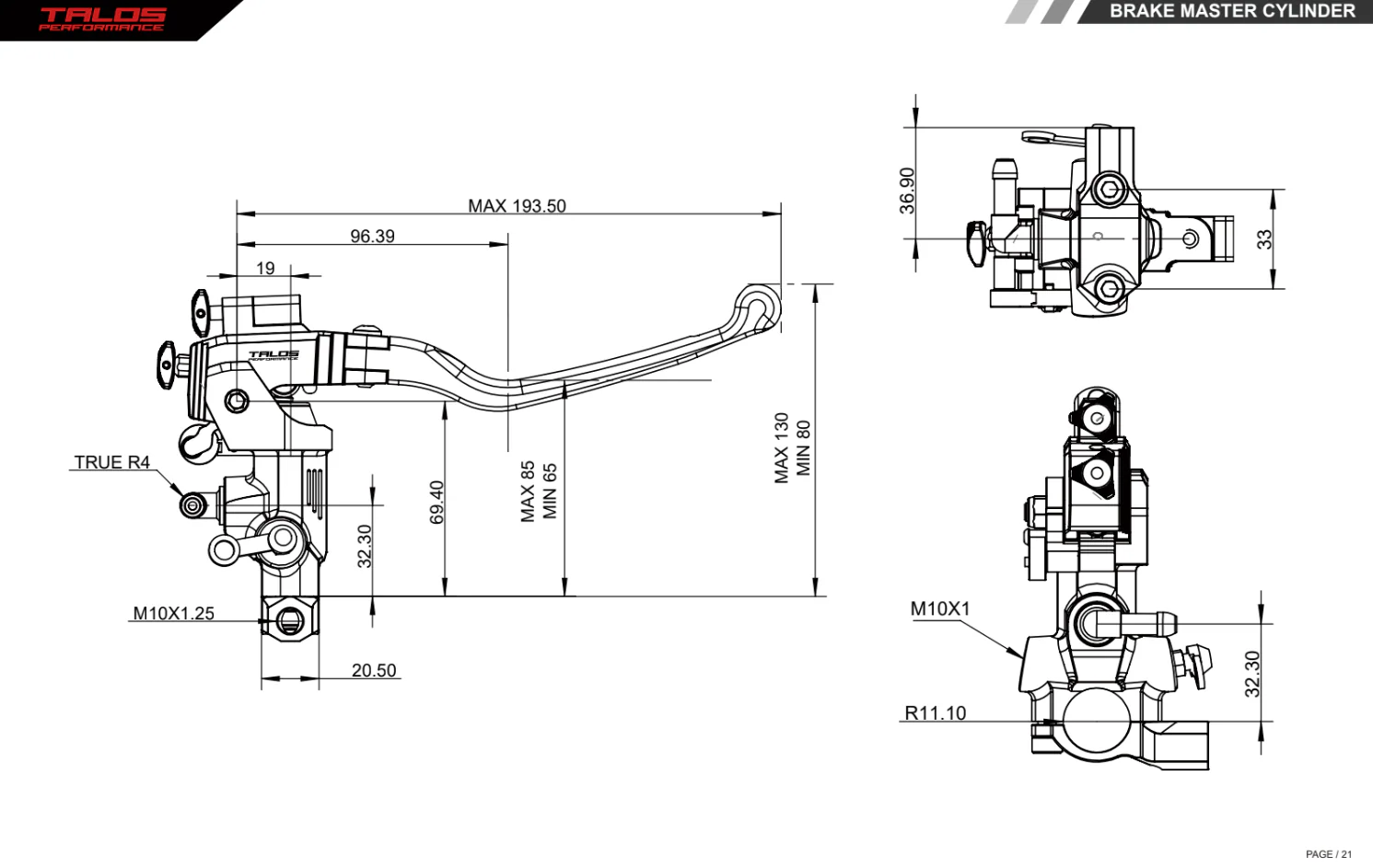 Talos CNC XS Radial Racing Bremspumpe 19x18-20 | XS.19 - Image 4