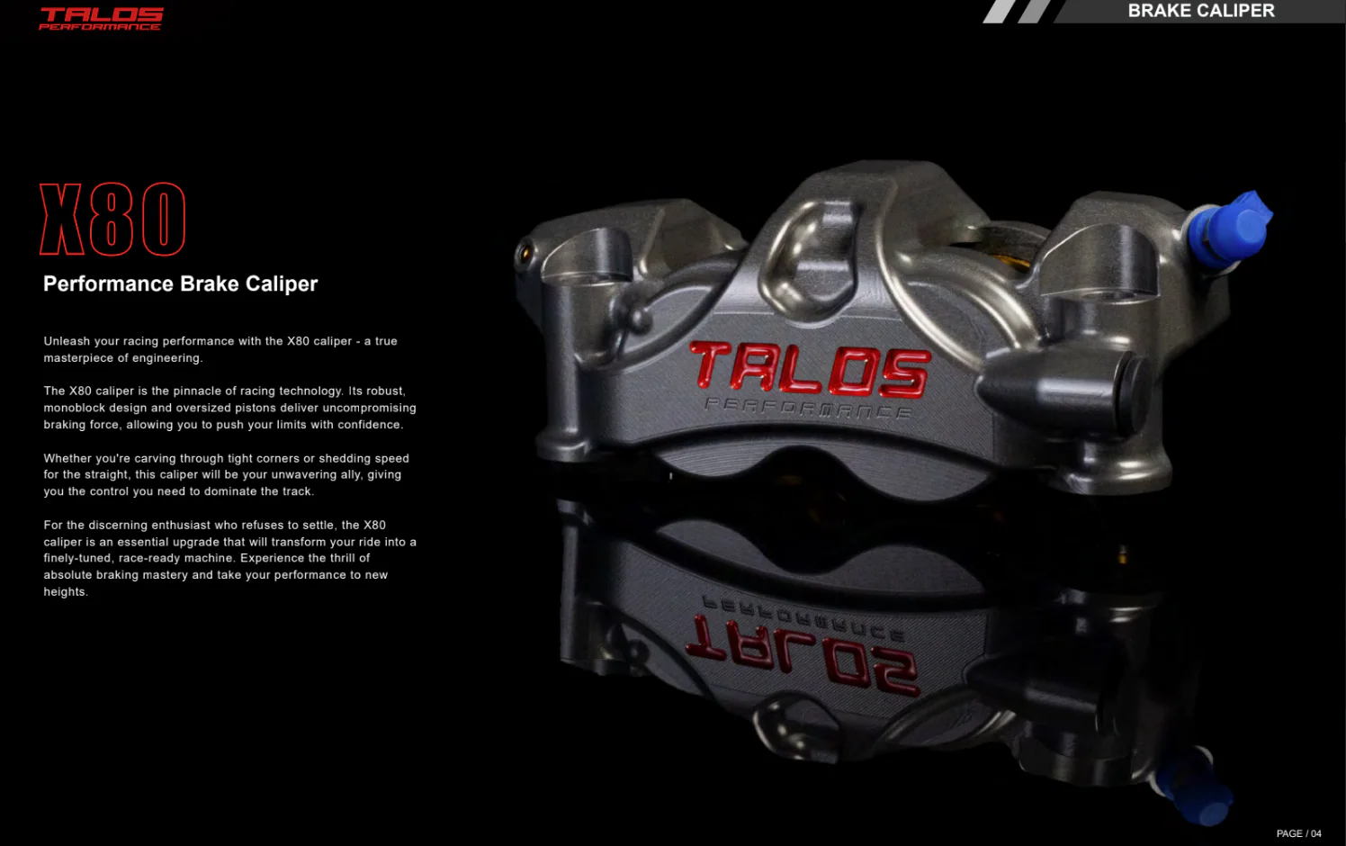 Talos X80 SBK Racing Monoblock P4 34/38 108mm Bremszange Vorne Links | X80.108.HD.L - Image 10