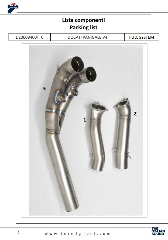 Termignoni Komplettanlage Titanium D200 RHT Ducati Panigale V4/S (18-24) D20009400TTC - Image 6