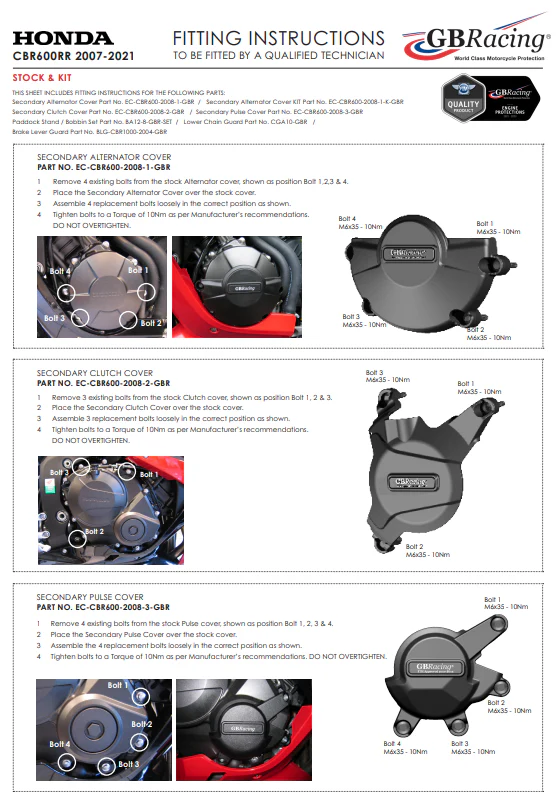 Zündung Protektor Schutzabdeckung GBRacing Honda CBR 600 RR (07-21) - Image 2