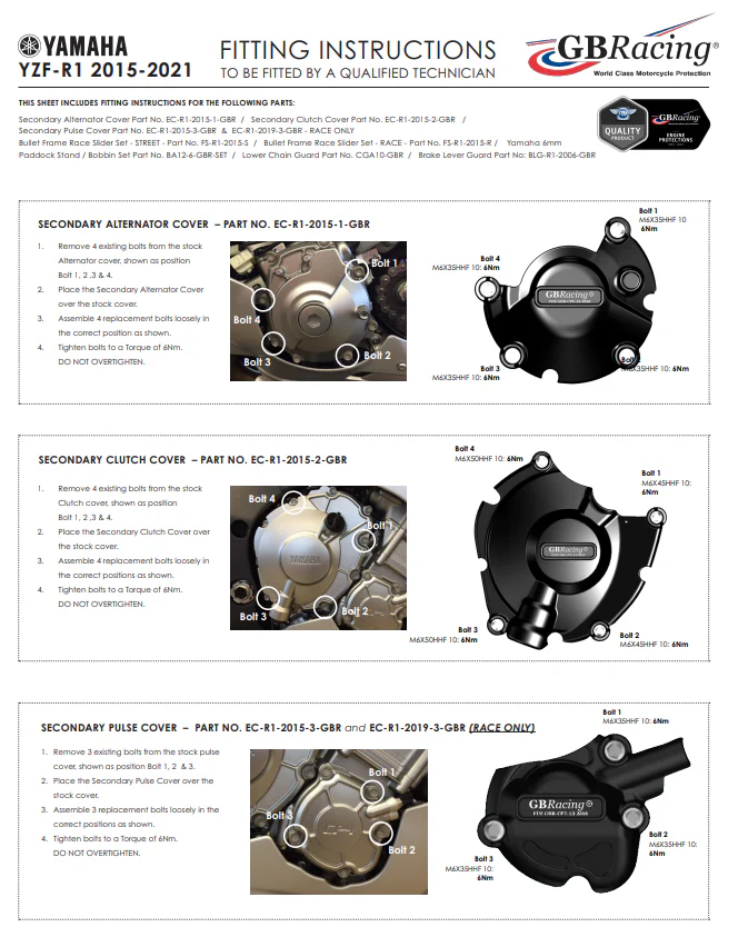 Zündung Protektor Schutzabdeckung GBRacing Yamaha YZF-R1/M RN32, RN49 und RN65 (15-26) - Image 4